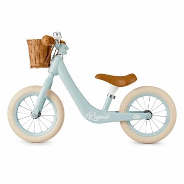 Bicicleta de echilibru Kinderkraft Rapid 2 Blue Breeze, cadru din aliaj de magneziu, scaun reglabil, clopotel si cos pentru jucarii