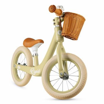 Bicicleta de echilibru Kinderkraft Rapid 2 Green, cadru din aliaj de magneziu, scaun reglabil, clopotel si cos pentru jucarii
