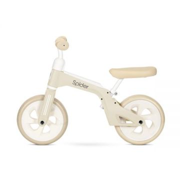 Bicicleta de tranzitie pentru copii Lorelli Spider Beige fara pedale, ghidon reglabil, sezut ajustabil, limitator de directie, cadru din aluminiu, roti 10 inch, greutate admisa 20 kg