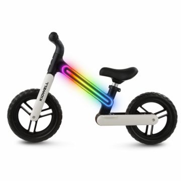 Bicicleta fara pedale, cadru nailon cu LED, roti EVA, Kidwell Suno Alb-Negru