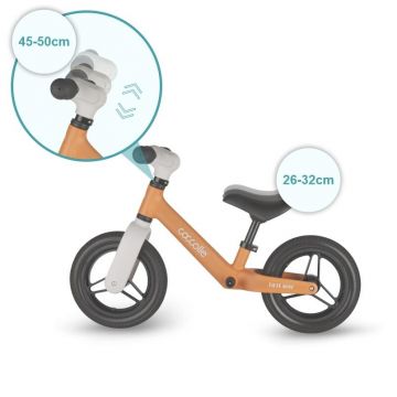 Bicicleta fara pedale Coccolle First Way Cookie Beige 2-6 ani, Roti 10 inch din PU, Ghidon reglabil, Greutate admisa 30 kg, Sa Reglabila