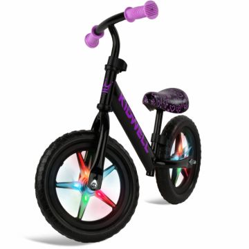 Bicicleta fara pedale Kidwell Rebel Neon Pink, roti din spuma eva cu lumini led