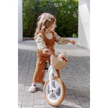 Bicicleta fara pedale pentru copii, Adamex Pixie, cu roti de 12 inch din spuma PU, cu cosulet, design retro, scaun reglabil, inaltime sezut 33-43 cm, sarcina maxima admisa 50 kg, 2-6 ani, Snow White