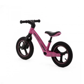 Bicicleta fara pedale pentru copii, Adamex Rocket, cu roti gonflabile din cauciuc 12 inch, sezutul moale reglabil pe inaltime, sarcina maxima admisa 25 kg, omologata EN71, Pink Me