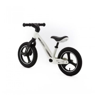 Bicicleta fara pedale pentru copii, Adamex Rocket, cu roti gonflabile din cauciuc 12 inch, sezutul moale reglabil pe inaltime, sarcina maxima admisa 25 kg, omologata EN71, Pure White
