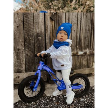 Bicicleta fara pedale pentru copii Maawo, roti de 12 inch, cu anvelope pneumatice, cadru din aliaj de magneziu, design ergonomic, Saua reglabila, sarcina maxima 30 kg, Blue Stilus