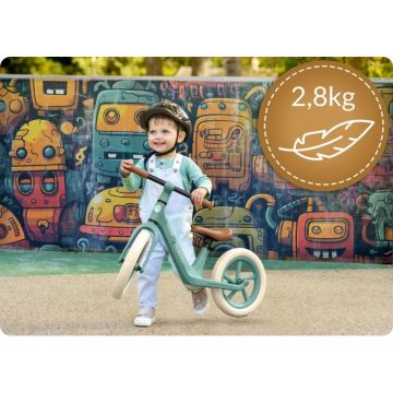 Bicicleta fara pedale pentru copii Nukido Light Flee Verde 87x39x54 cm,de la 2ani, roti EVA,sezut moale cu inaltime reglabila intre 35-41 cm,cadru rezistent,manere cauciucate ergonomice cu opritori