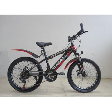 Bicicleta Go Kart 20 inch MTB, pentru copii 7-10 ani, frana disc,21 viteze, culoare negru cu rosu