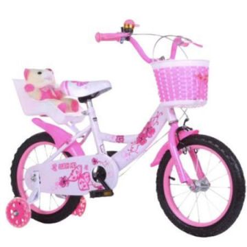 Bicicleta Go kart,model Ary Bear, alb cu roz 18 inch pentru fetite cu intre 5-9 ani