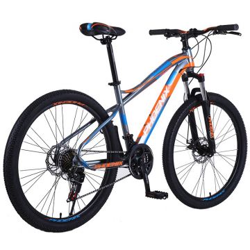 Bicicleta mountain bike 26, cadru otel, 21 viteze, schimbator shimano, suspensii pe furca, frana disc, phoenix