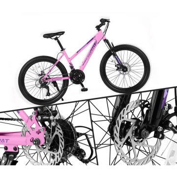 Bicicleta MTB Carpat One S24103 Roz, roti 24 inch, inaltime utilizator 130-160 cm, greutate suportata 120 kg