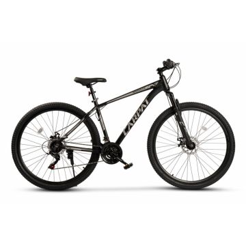 Bicicleta MTB Carpat Spartan C2999G NegruGri, roti 29 inch, cadru aluminiu, 21 viteze, echipare Shimano, frane disc mecanice, manete rotative