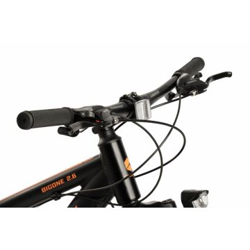 Bicicleta MTB-Fat Bike CARPAT Bigone C26278G NegruPortocaliu, Schimbator spate Shimano Altus, 16 viteze, roti 26 inch, frane mecanice disc, inaltime utilizator 150-195 cm, greutate suportata 120 kg