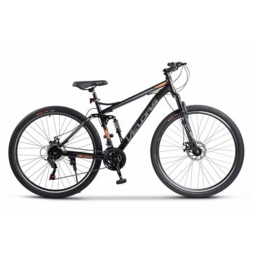 Bicicleta MTB Full-Suspension Velors Matador V2960G NegruGriPortocaliu, roti 29 inch, inaltime utilizator 170-195 cm, greutate suportata 120 kg