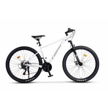 Bicicleta MTB-HT Carpat Pro Teen C27472A Albgri, roti 27,5 inch, cadru aluminiu, 21 viteze, echipare Shimano, frane disc mecanice, cabluri integrate