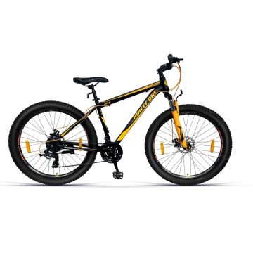 Bicicleta MTB Negru-Portocaliu roti 27.5 inch, 21 viteze, schimbator shimano, frane pe disc