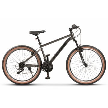 Bicicleta MTB Velors Mercury V26301G GriNegru, Schimbator spate Carpat, Roti 26 Inch, Manete Schimbator Rotative, 21 viteze, Frane Mecanice Disc fataspate