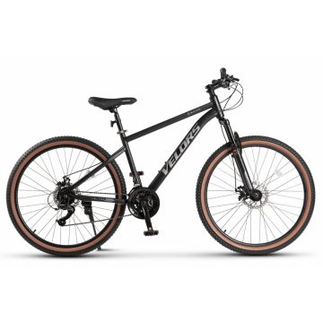 Bicicleta MTB Velors Mercury V27301G NegruGri, roti 27.5 inch, Schimbator spate Carpat, manete schimbator secventiale, 21 viteze, frane mecanice disc fataspate