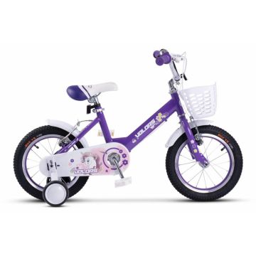 Bicicleta pentru copii 2-4 ani Velors V1202A Mov, Roti 12 Inch, Frane fataspate V-Brake, Roti ajutatoare