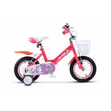 Bicicleta pentru copii 2-4 ani Velors V1202A Roz, Roti 12 Inch, Frane fataspate V-Brake, Roti ajutatoare