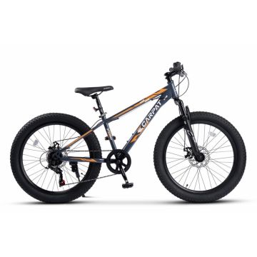 Bicicleta pentru copii Ecarpat Ride S24109C Gri, 24 inch, echipare Shimano, anvelope late, furca cu suspensie, frane disc, 7 viteze