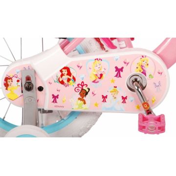 Bicicleta pentru copii EL Disney Princess 14 inch Pink ND, frana de mana pe ambele roti, scaun si ghidon reglabil, spite metalice, roti gonflabile, stopuri reflectorizante