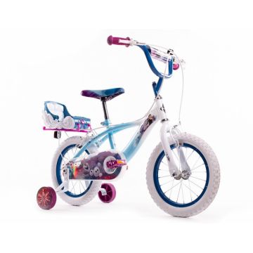 Bicicleta pentru copii Huffy Frozen 14 inch cu roti ajutatoare si cosulet