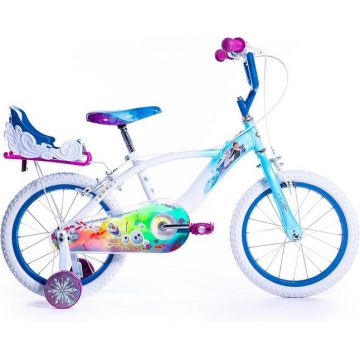 Bicicleta pentru copii Huffy Frozen 16 inch cu roti ajutatoare si cosulet