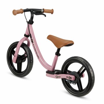 Bicicleta pentru copii Kinderkraft Space Dark Pink fara pedale, cu suport picioare, frana de mana, greutate admisa 35 kg