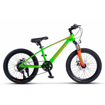 Bicicleta pentru copii MTB Carpat Hiro C20342A VerdePortocaliu, roti 20 inch, inaltime utilizator 120-155 cm, greutate suportata 80 kg