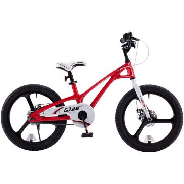 Bicicleta pentru copii Royal Baby Galaxy G1801C 18 inch RosuAlb 5-7 ani, Cadru Magneziu, Frane Disc, Roti Ajutatoare