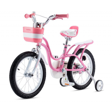 Bicicleta pentru copii Royal Baby Little Swan Roz 12 inch, roti ajutatoare, cosulet, sonerie, varsta 2-4 ani