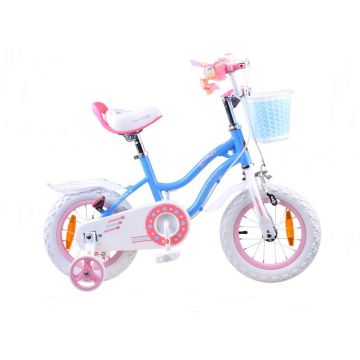 Bicicleta pentru copii Royal Baby StarGirl Albastru 2-4 ani, Roti 12 Inch, Frana fata V-Brake, Spate Tambur, Roti Ajutatoare