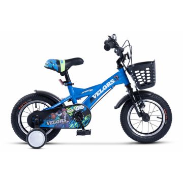 Bicicleta pentru copii Velors V1401A albastru, roti 14 inch, varsta 3-5 ani, inaltime utilizator 90-105 cm, greutate suportata 80 kg
