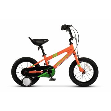 Bicicleta pentru copii Velors V1403B PortocaliuVerde 14 inch, cu roti ajutatoare, cadru din otel, varsta 3-5 ani