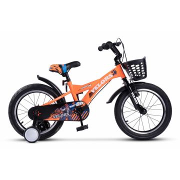 Bicicleta pentru copii Velors V1601A Portocaliu, roti 16 inch, 4-6 ani, 16 viteze, inaltime utilizator  100-115 cm , greutate suportata 60 kg