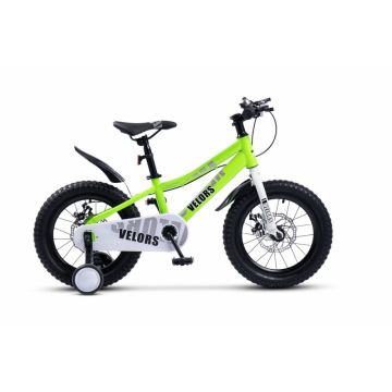 Bicicleta pentru copii Velors V16345A Verde, roti 16 inch, 4-6 ani, greutate suportata 50 kg, inaltime utilizator 100-115 cm