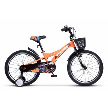 Bicicleta pentru copii Velors V1801A Portocaliu, roti 18 inch, varsta 5-7 ani, inaltime utilizator 110-125 cm, greutate suportata 80 kg