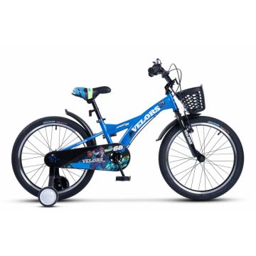 Bicicleta pentru copii Velors V2001A Albastru, roti 20 inch, varsta 7-10 ani, inaltime utilizator 120-135 cm, greutate suportata 80 kg
