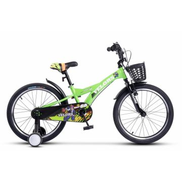 Bicicleta pentru copii Velors V2001A Verde, roti 20 inch, varsta 7-10 ani, inaltime utilizator 120-135 cm, greutate suportata 80 kg