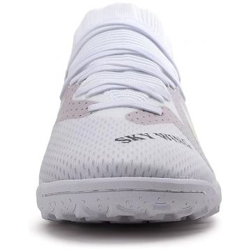 Ghete de fotbal MBrands, 9678 cu glezniera, cusute in varf, pentru teren sintetic, alb