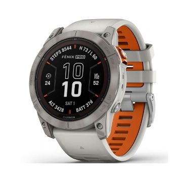 Ceas Garmin Fenix 7x Pro 51mm Sapphire Solar Titan Gray Orange