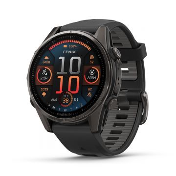 Ceas Garmin Fenix 8 Saphire Titanium Amoled 43mm Carbon Grey Black
