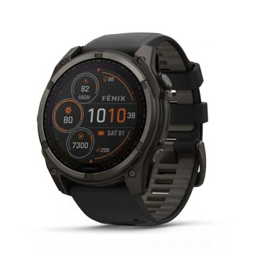 Ceas Garmin Fenix 8 Solar Saphire Titanium 51mm Carbon Grey Black