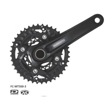 Angrenaj Pedalier Shimano Deore MTB, 40X30X22T, Brat 175MM,10 Viteze Pe Spate, Fara Butuc Pedalier, Negru