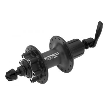 Butuc spate Shimano Deore FH-M475L, 32H, 8 9 viteze, Old 135mm, Ax 146mm, QR 166mm, pentru rotor 6-suruburis, Shimano Logo, culoare negru