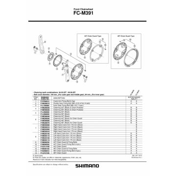 Foaie Shimano FC-M391 22T Neagra  Protector Pentru Lant