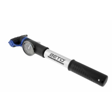 Pompa de mana, din aluminiu, cu manometru, lungime 24cm, valva AV,FV,DV