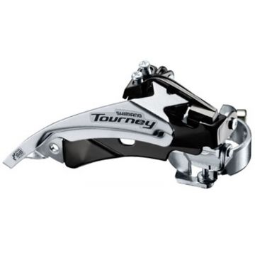 Schimbator fata Shimano Tourney Fd-Ty510-Ts3 triplu pentru 6 7 viteze pe spate, Top Swing, tragere dubla, colier 34.9Mm (Incl. Adaptor 31.8Mm  28.6Mm), Unghi Cs 63-66, Pt. 48T, Chainline 47.5 50Mm, A