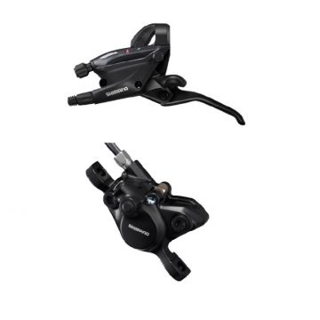 Maneta de schimbator frana Shimano ST-EF505(2L), BR-MT200(F), post mount, placute resin, inclus Oliva si insertie conectare, furtun SM-BH59-SS 1000mm, culoare negru, camasa SP41, 600mm